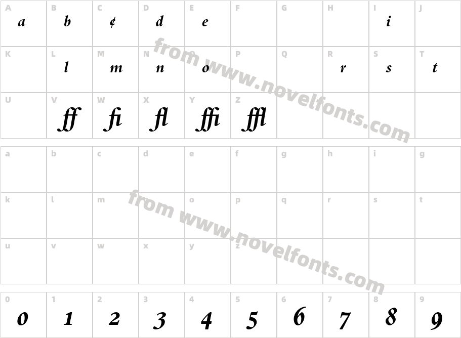 Bembo-BoldItalicExpertCharacter Map