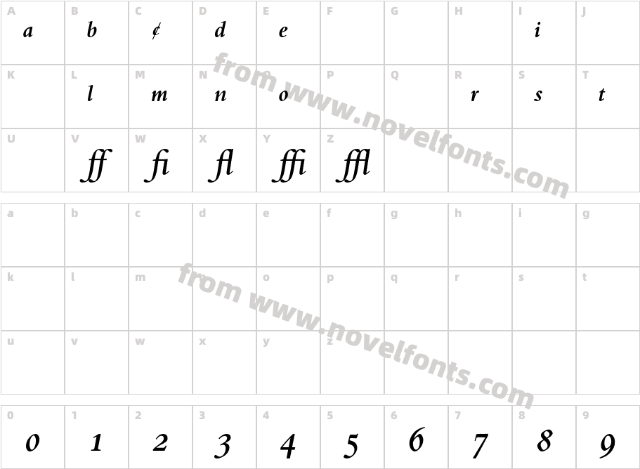 Bembo-SemiboldItalicExpertCharacter Map