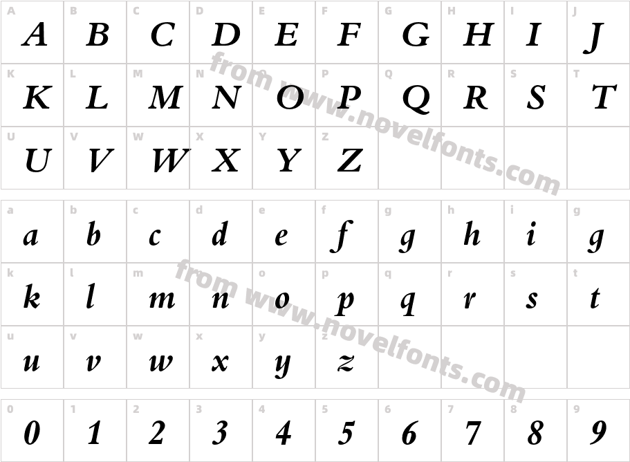 BemboInfantMTStd-BoldItCharacter Map