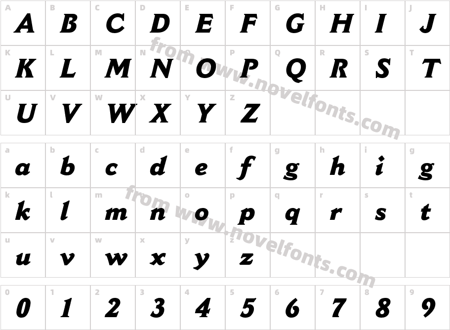 CantoriaMT-ExtraBoldItalicCharacter Map