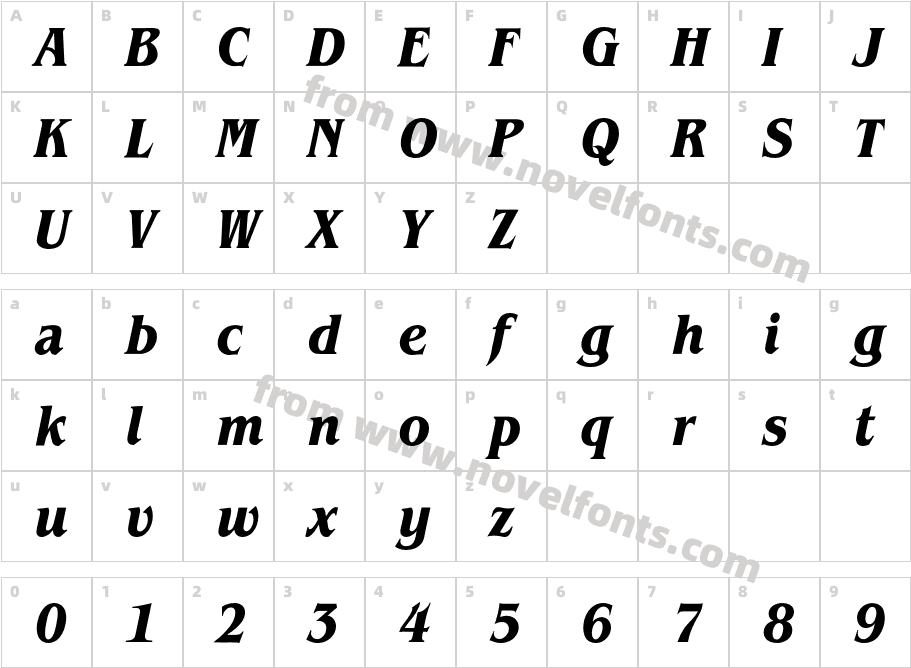 BenguiatCondensedBQ-BoldItalicCharacter Map