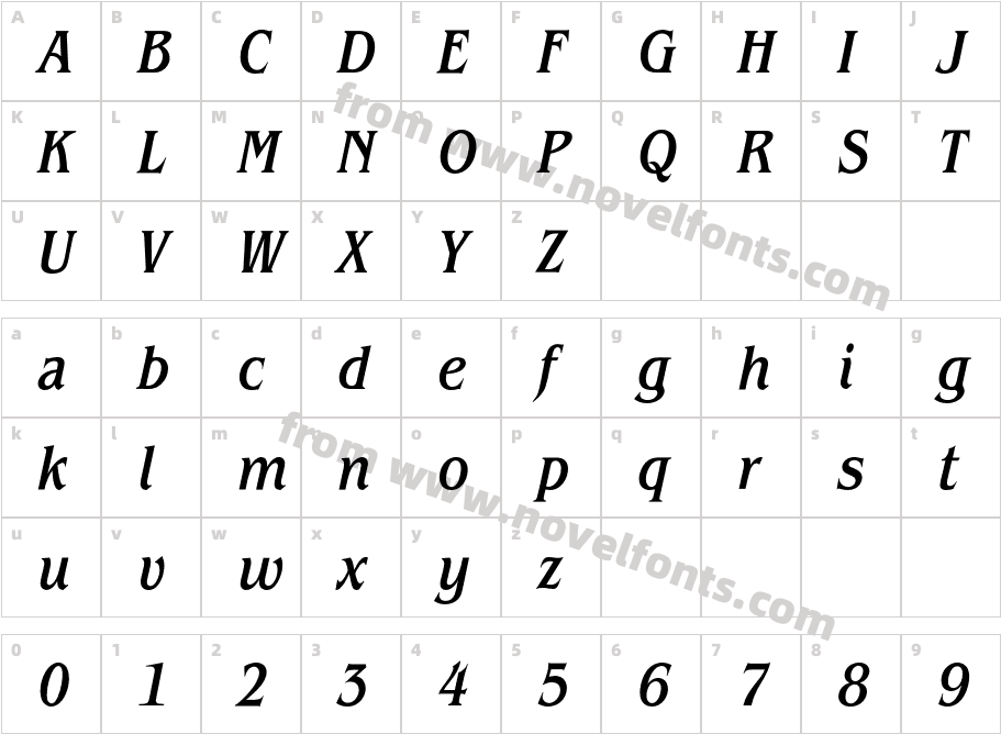 BenguiatCondensedBQ-MediumItalicCharacter Map