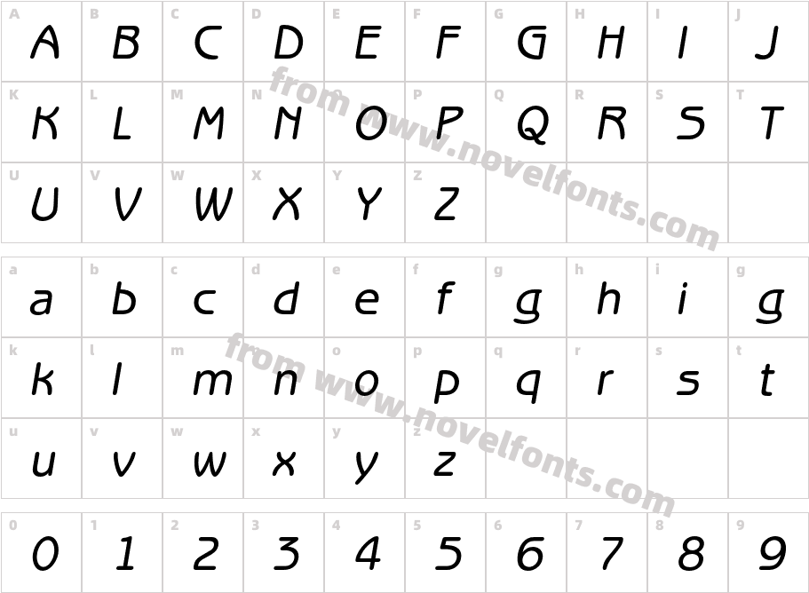 BenguiatGothic-MediumObliqueCharacter Map