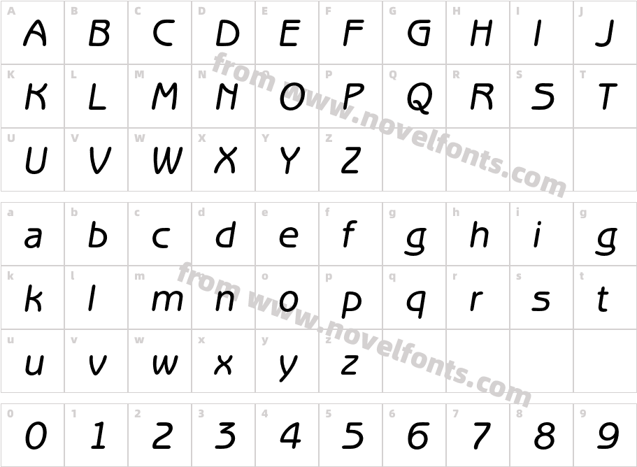 BenguiatGothicBQ-MediumItalicCharacter Map