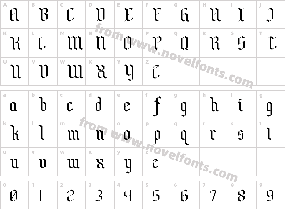 Bensch GothicCharacter Map