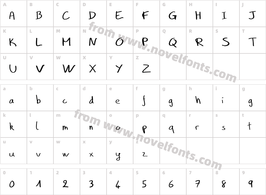 Benscript-RegularCharacter Map