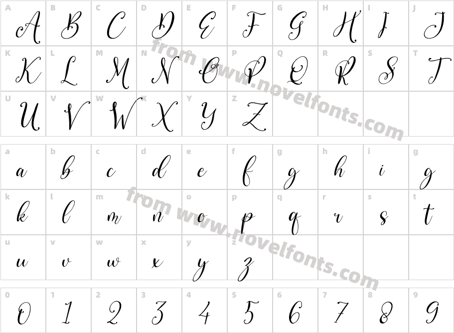 Benttaria Delissha ItalicCharacter Map