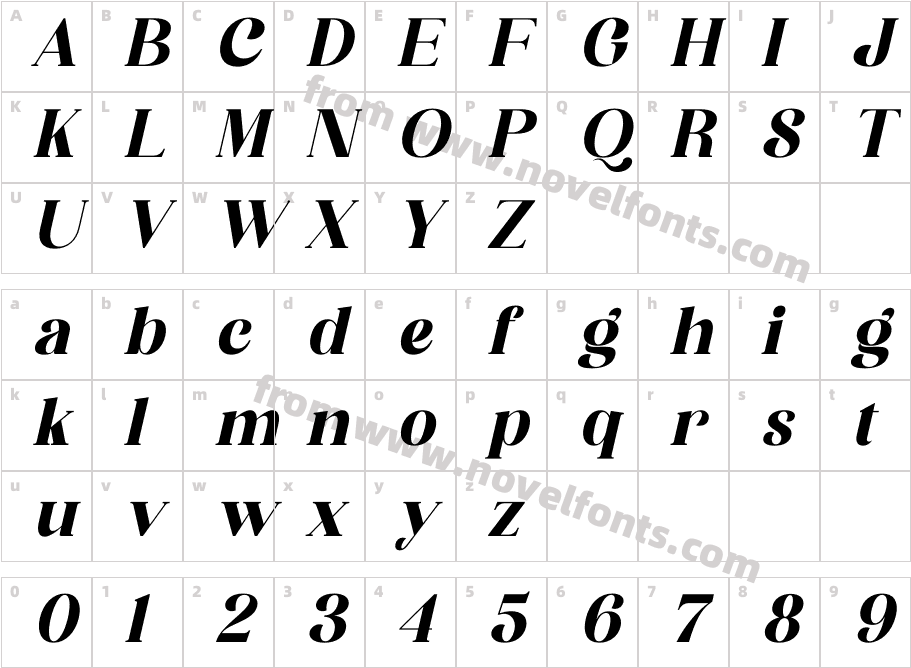 Bergante ItalicCharacter Map