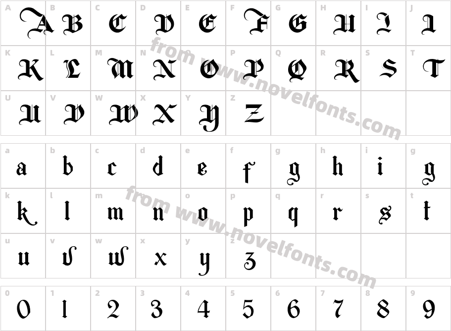 BerkahiBlackletterCharacter Map