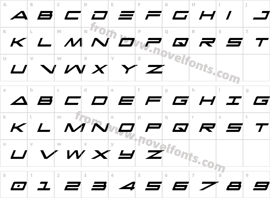 Capella Condensed ItalicCharacter Map