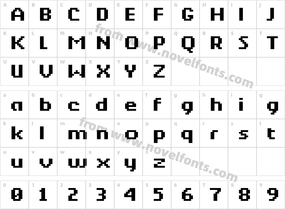 Berkelium BitmapCharacter Map