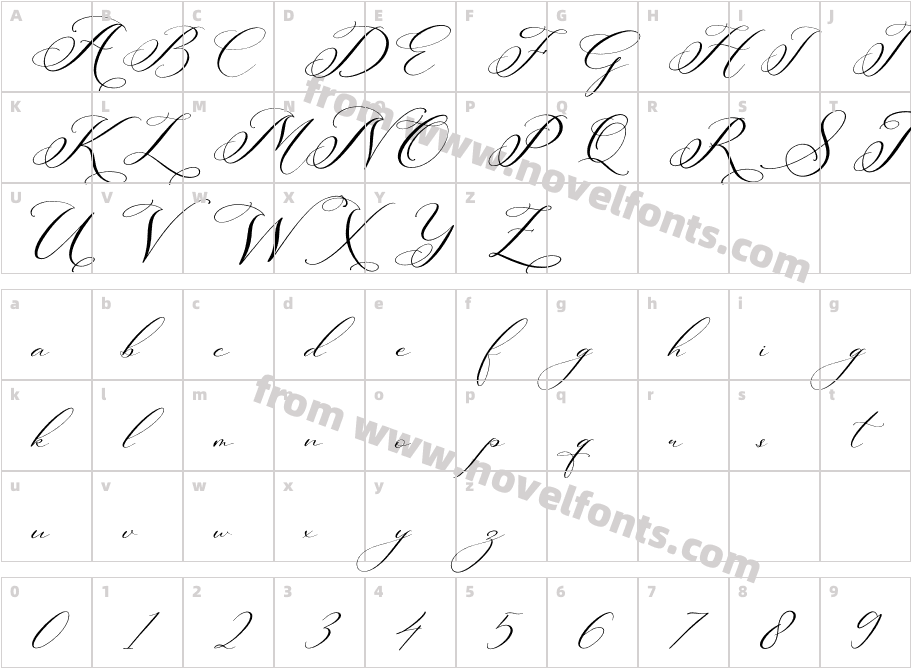 Berlishanty CalligraphyCharacter Map