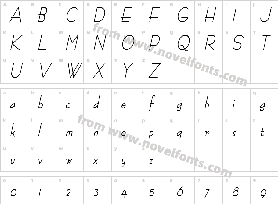 Bernie Condensed Bold ItalicCharacter Map