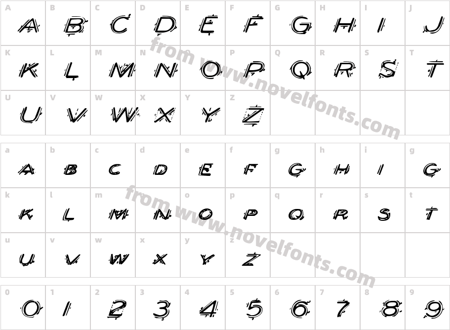 Berserker Expanded ItalicCharacter Map