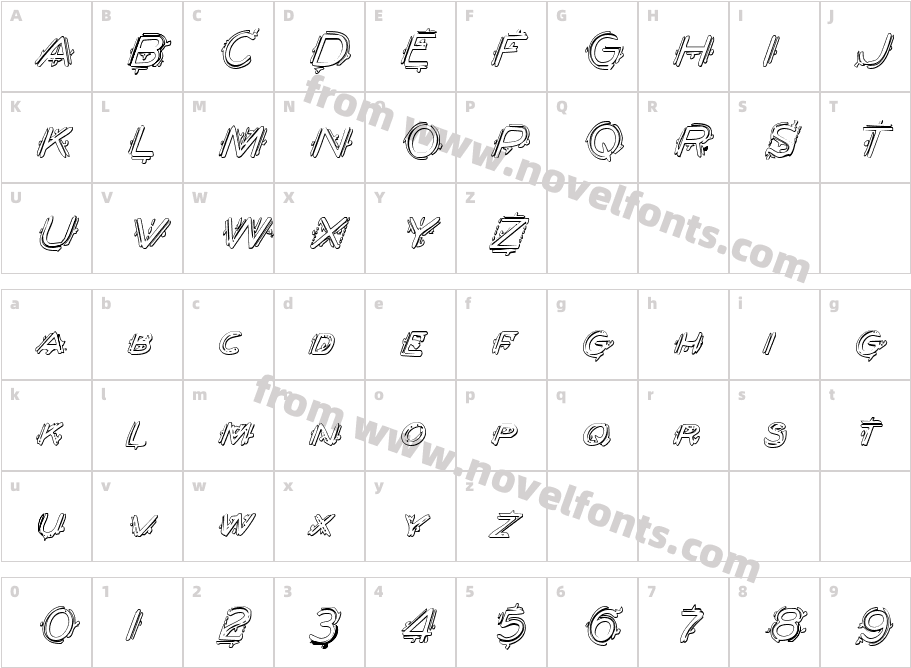 Berserker Shadow ItalicCharacter Map