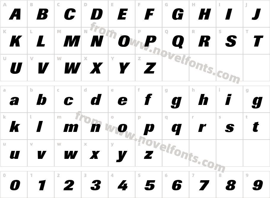 Berthold Imago Extra Bold ItalicCharacter Map