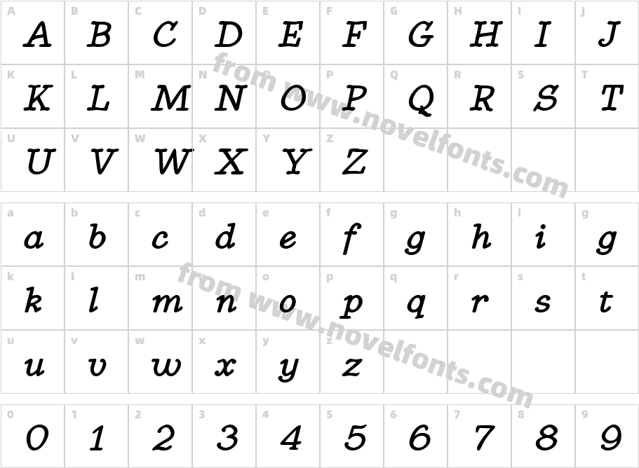 BetterKamp BoldItalicCharacter Map