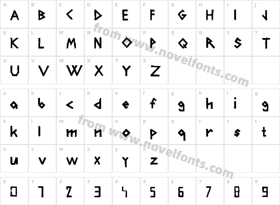 CarFontCharacter Map