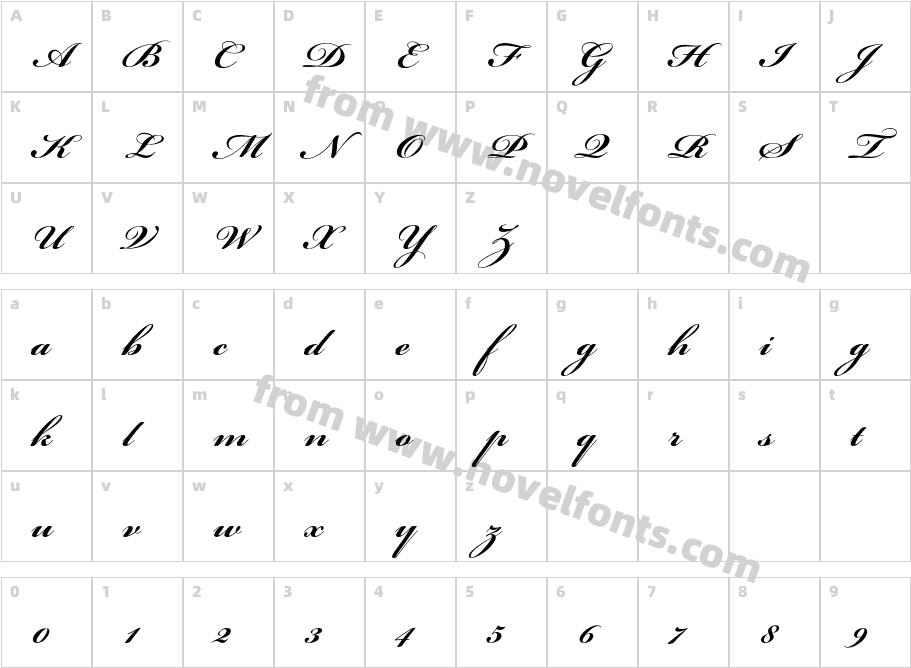 Bickham Script Pro 3 BoldCharacter Map