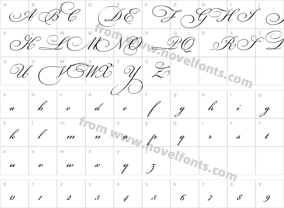 Bickham Script ThreeCharacter Map