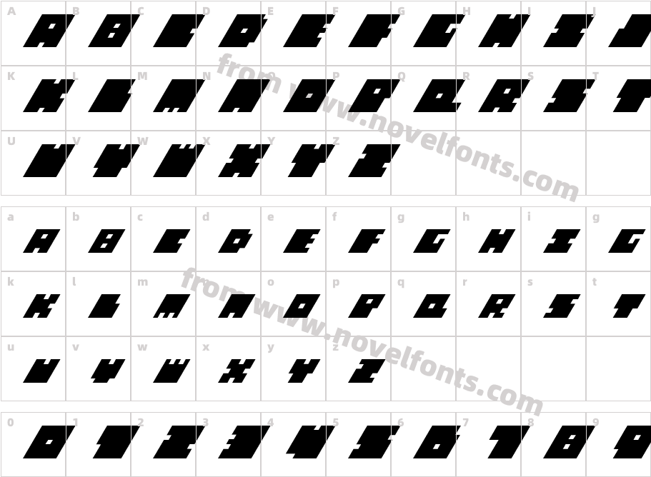 Big Bad Blocks ItalicCharacter Map