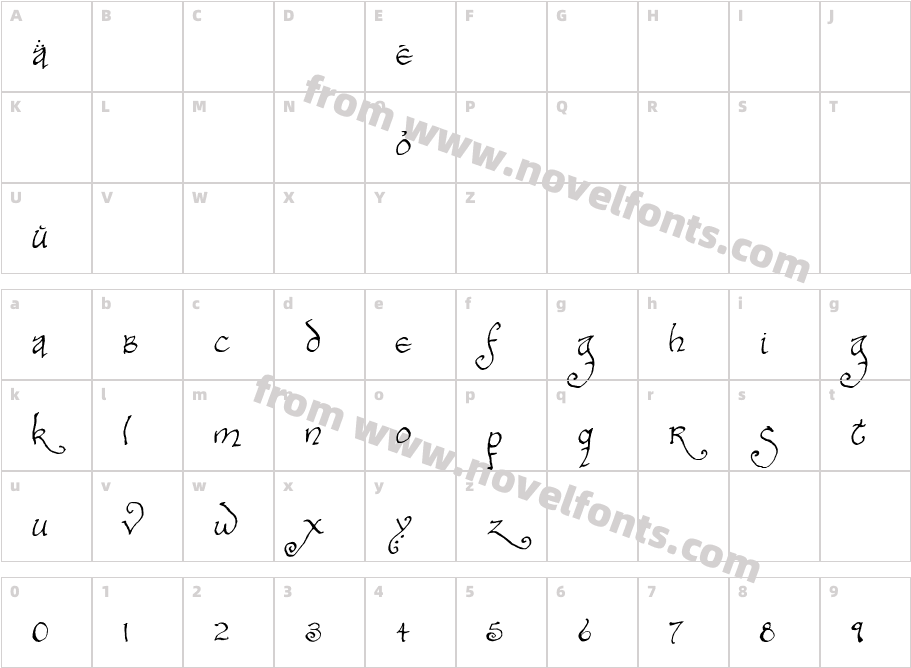 Bilbo-hand-Bold BoldCharacter Map