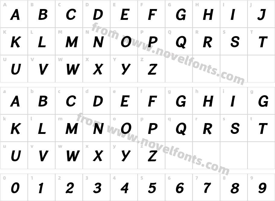 Cardigan Titling RgCharacter Map