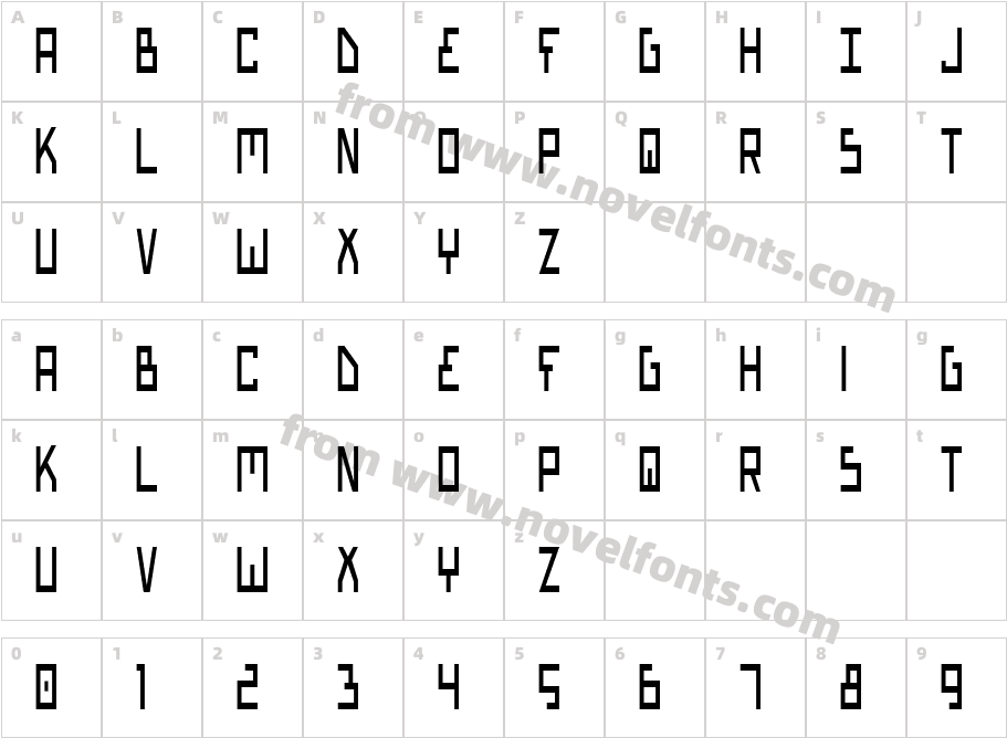 Bionic Type CondensedCharacter Map