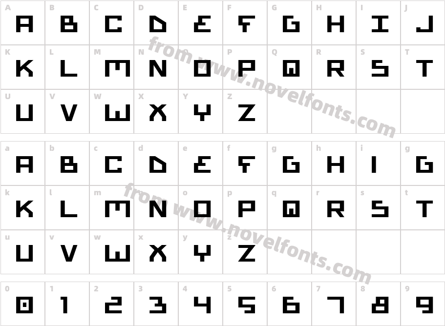 Bionic Type Expanded BoldCharacter Map