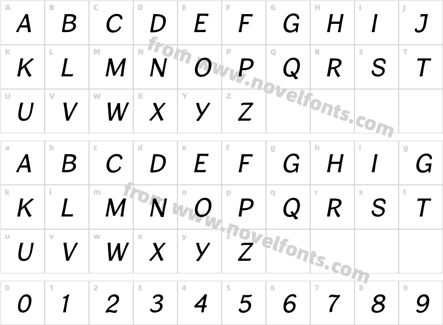 CardiganTitlingRg-ItalicCharacter Map