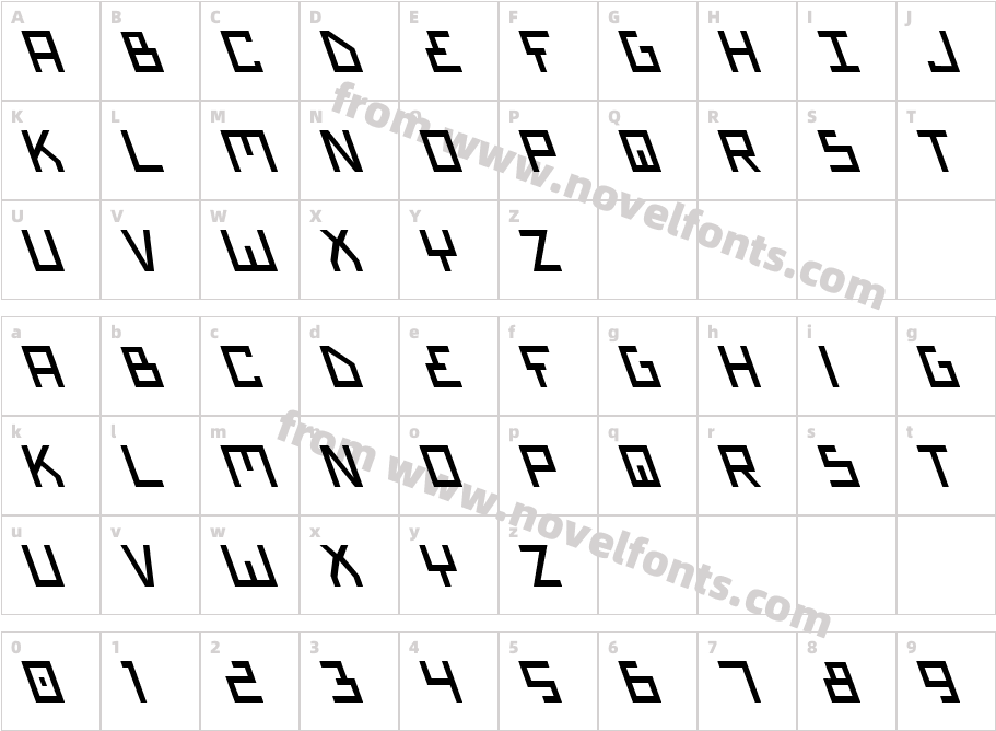 Bionic Type SlantCharacter Map