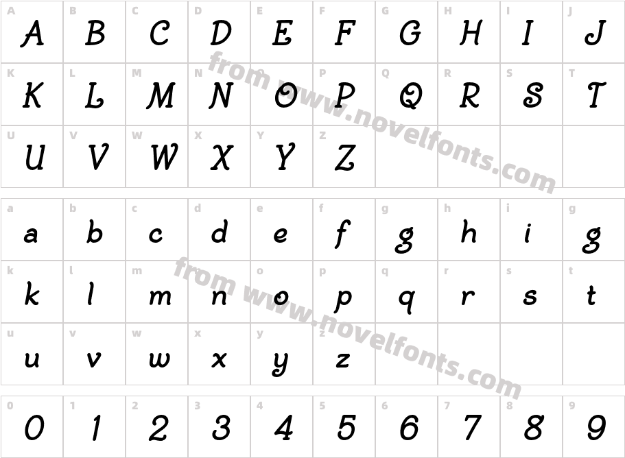 BiracDT-BoldObliqueCharacter Map