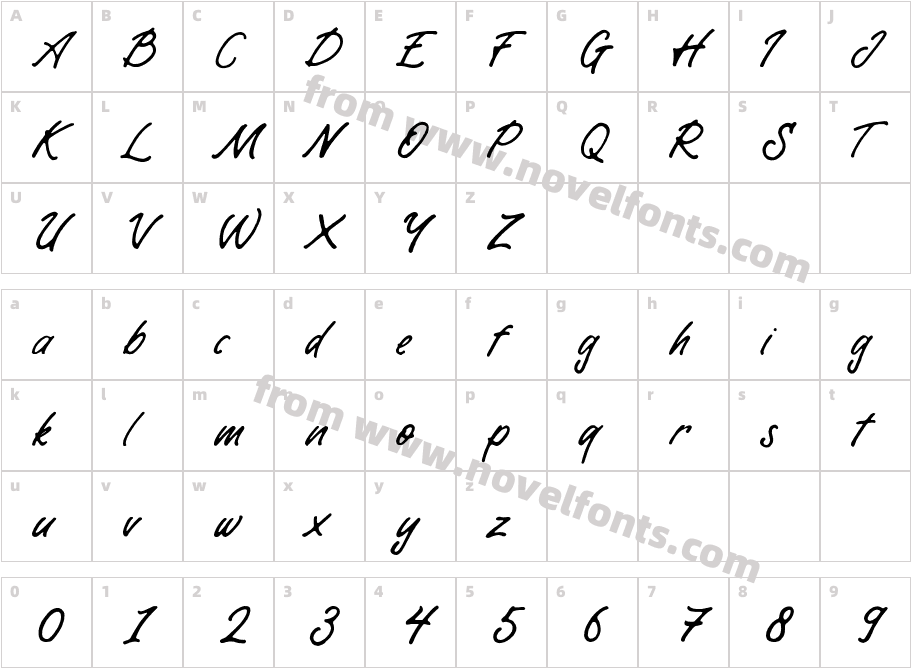 Bisettya RegularCharacter Map