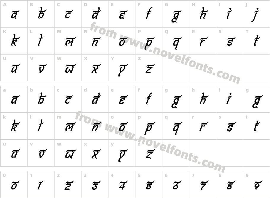 Bitling shivom ItalicCharacter Map