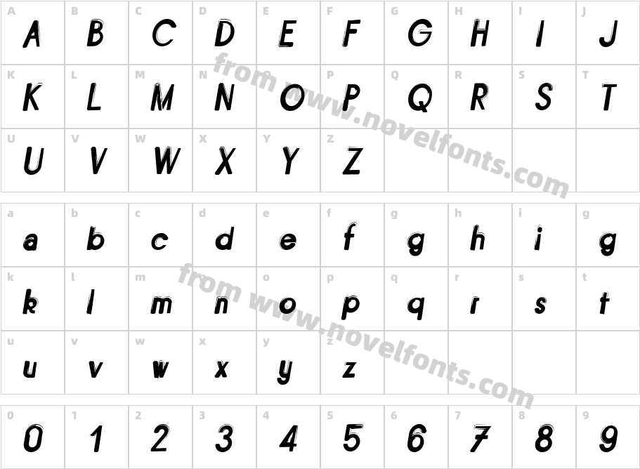 Bitume ItaliqueCharacter Map