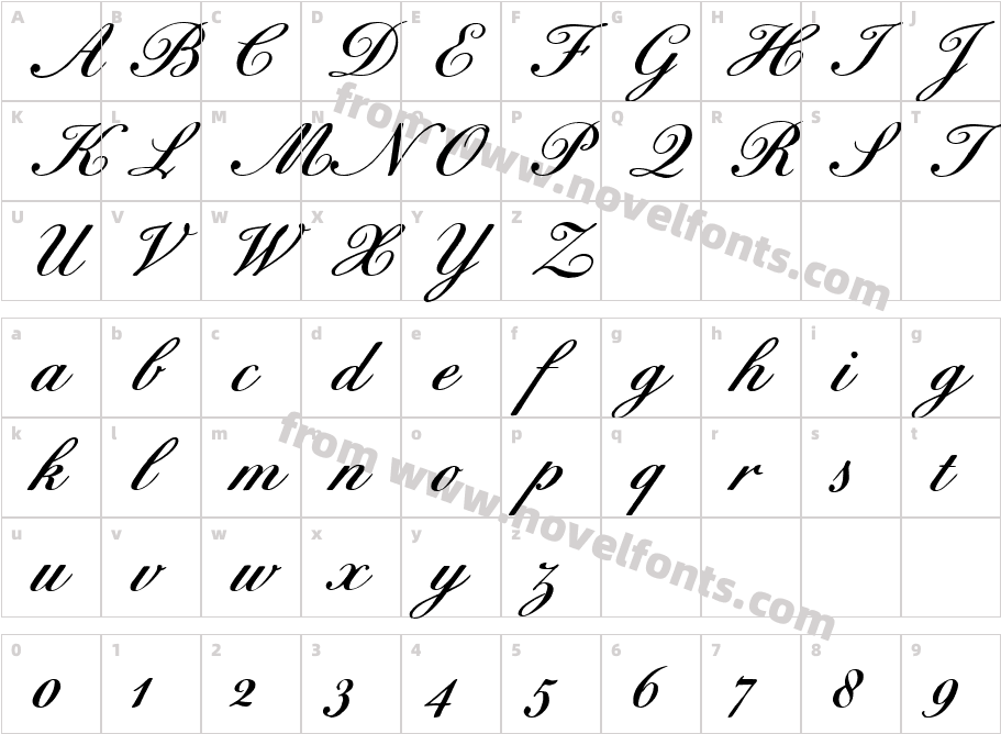 BixAntiqueScriptHmkBoldCharacter Map