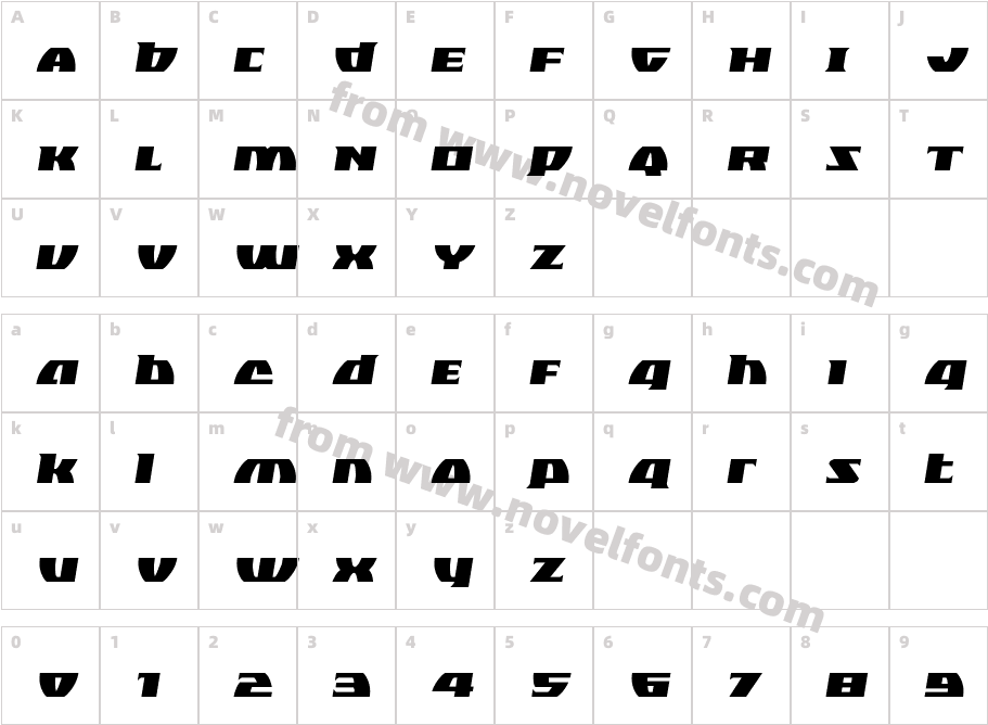 Black Bishop Semi-ItalicCharacter Map