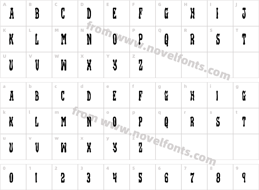 Black Gunk CondensedCharacter Map