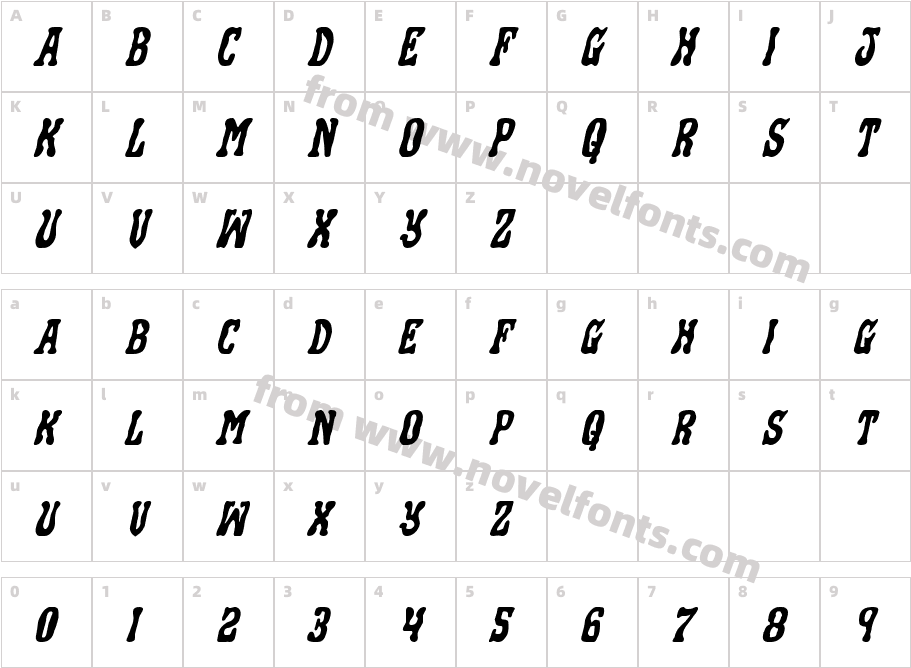 Black Gunk Expanded ItalicCharacter Map