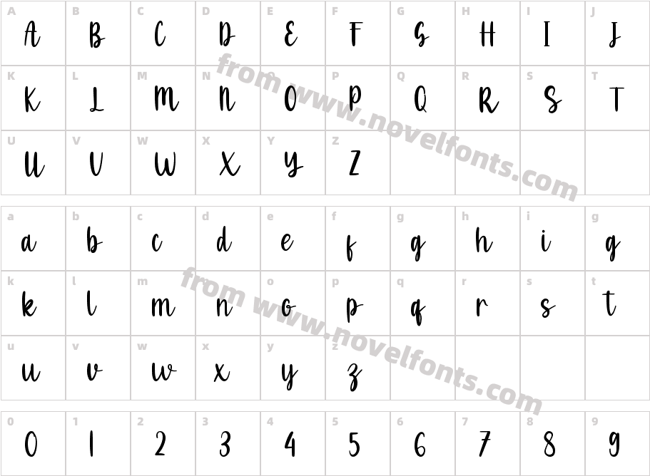 CarlineRegularCharacter Map