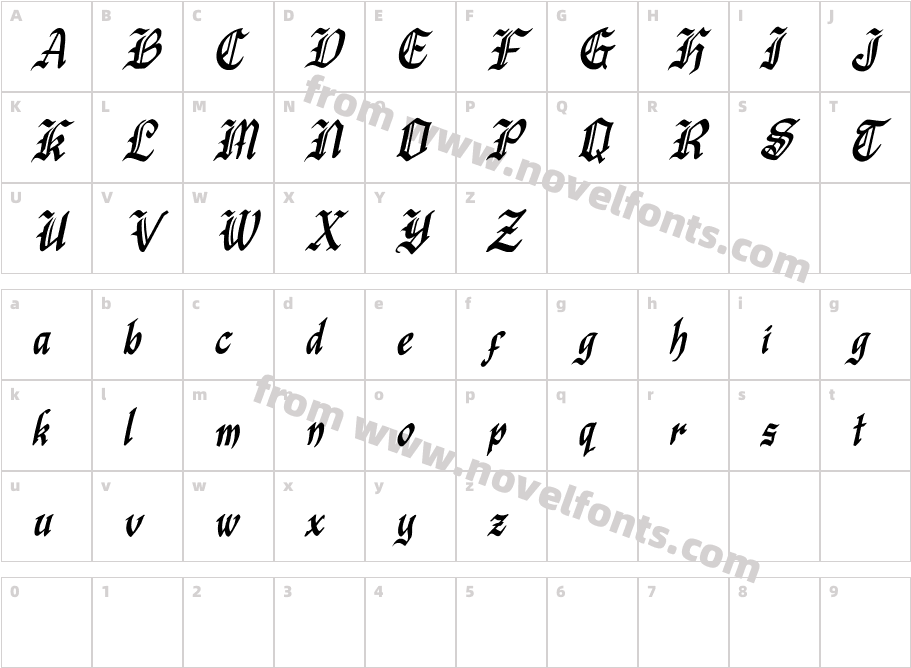 Black Window ItalicCharacter Map