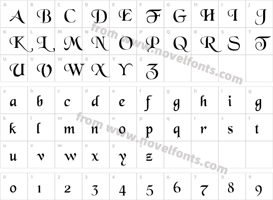 BlackChanceryCharacter Map