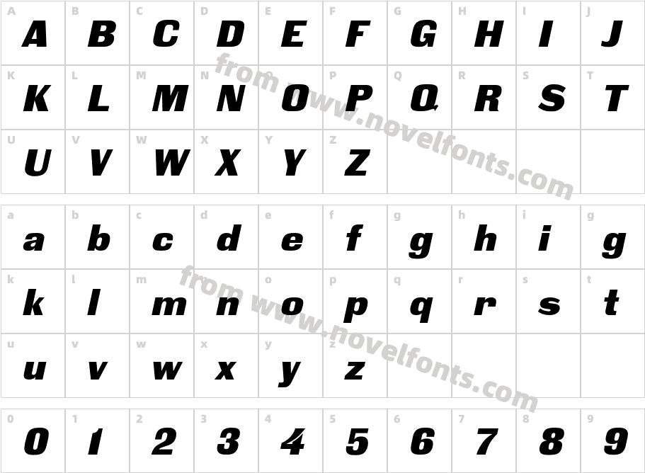 BlackGroteskC-ItalicCharacter Map