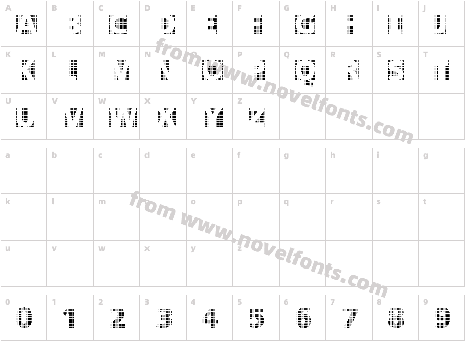 BlackWhiteGridsACharacter Map