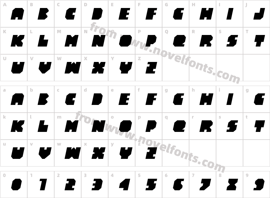 Blaec ItalicCharacter Map