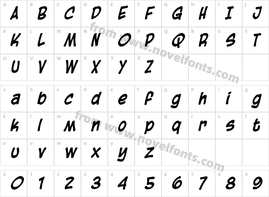 Blambot Casual  BoldItalicCharacter Map