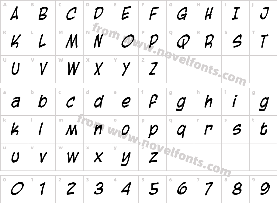 Blambot Casual  ItalicCharacter Map