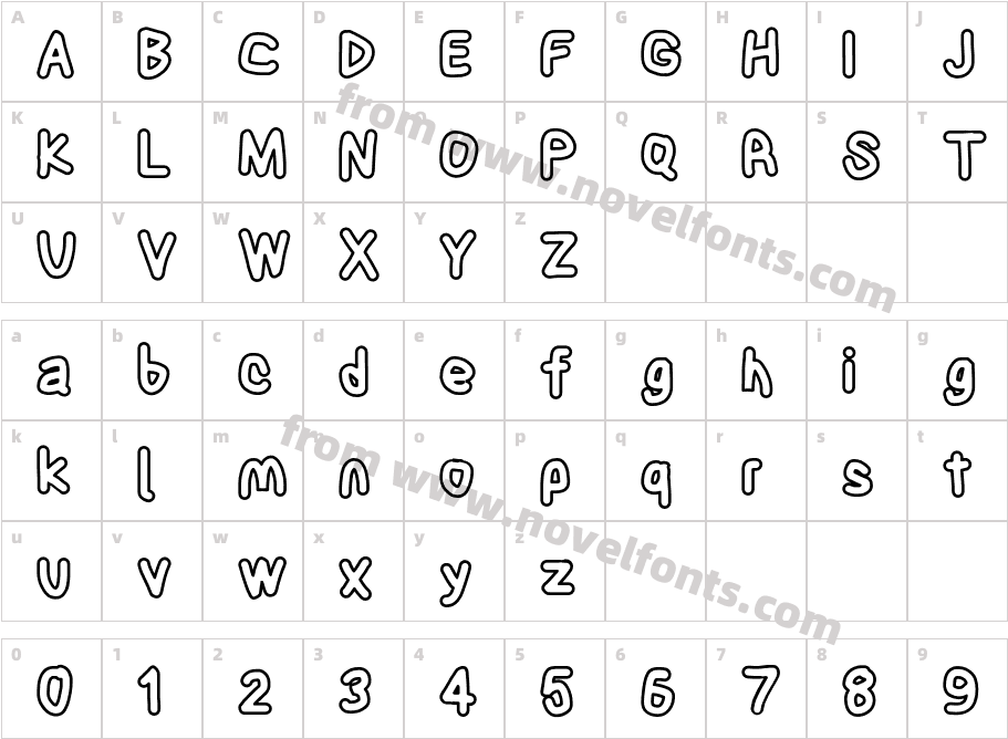 Blanket Black OutlineCharacter Map