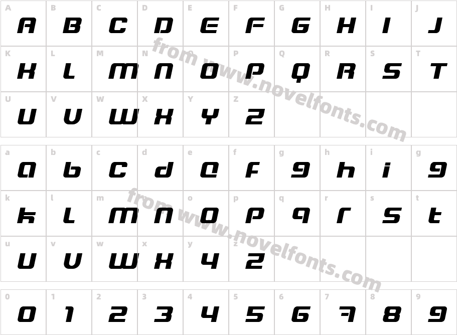 Blaster Eternal ItalicCharacter Map