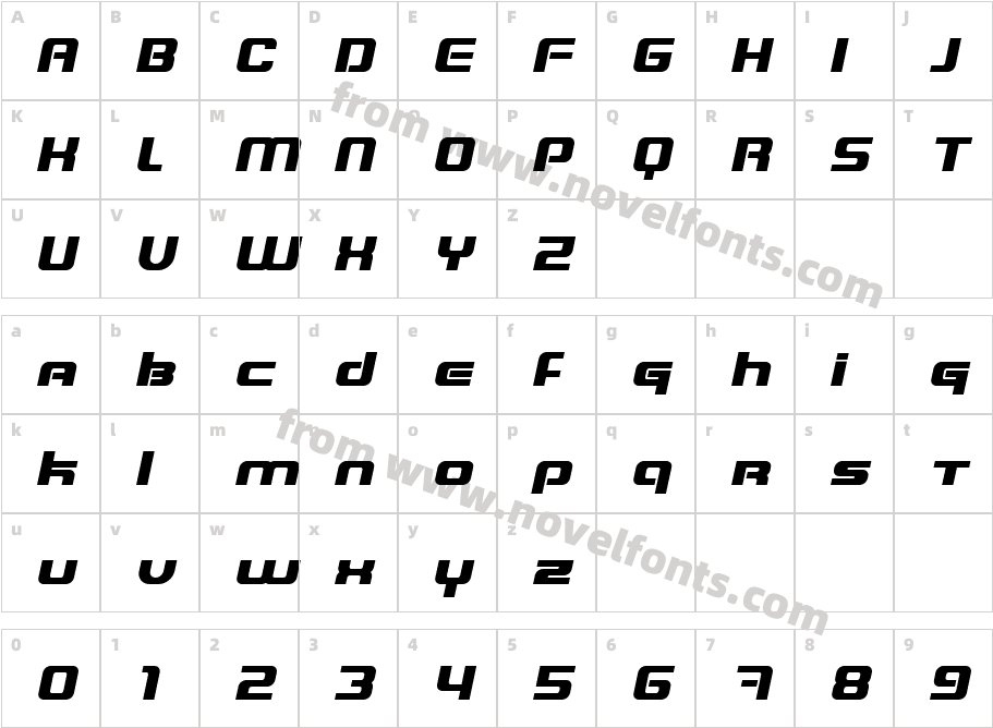 Blaster Infinite ItalicCharacter Map